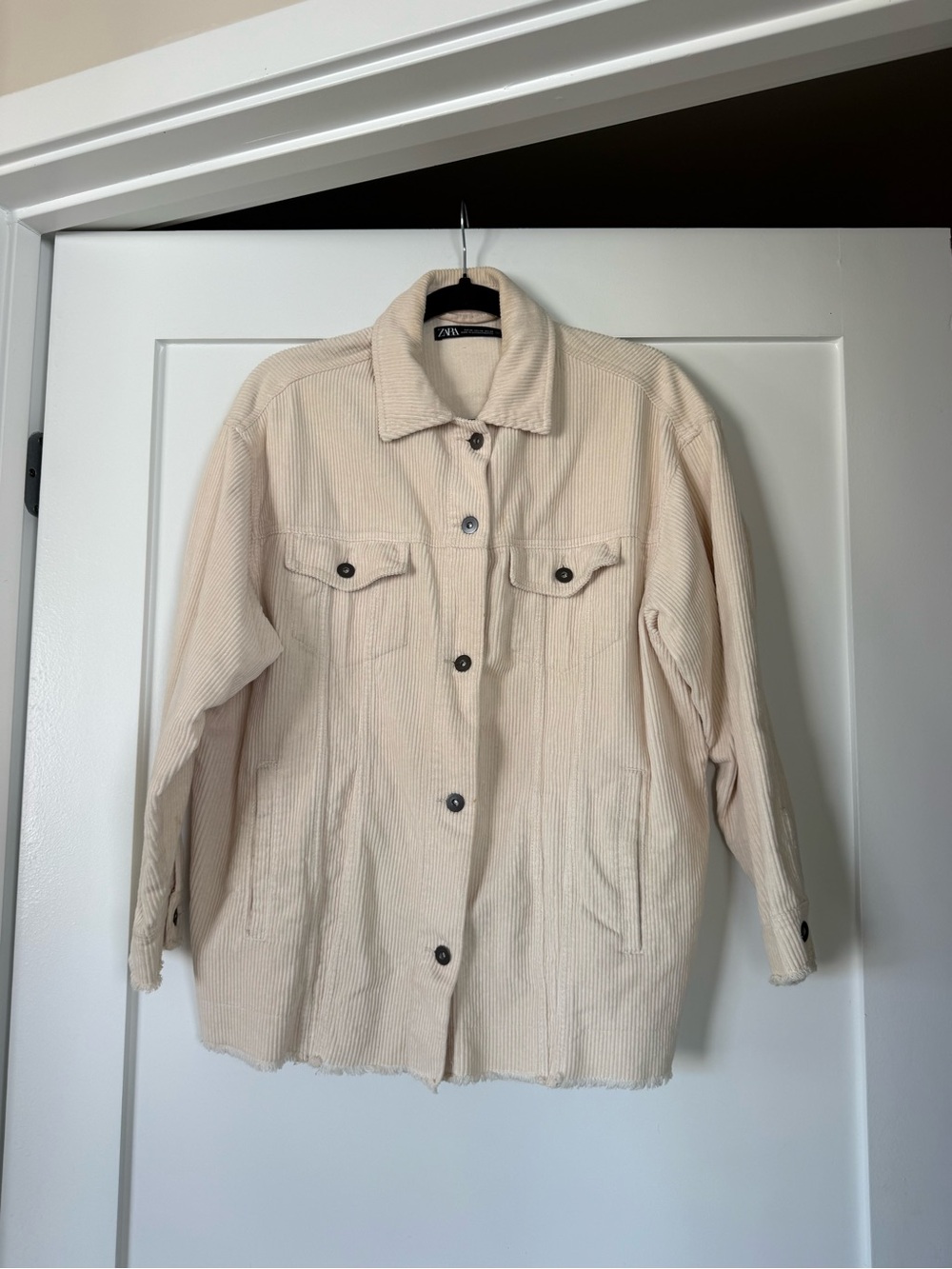 Zara Beige Corduroy Shacket Jacket